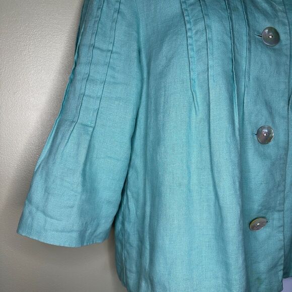Orvis 100% Linen Jacket Sz 8 Womens Full Button Pleated Large Buttons Beach - Picture 7 of 9